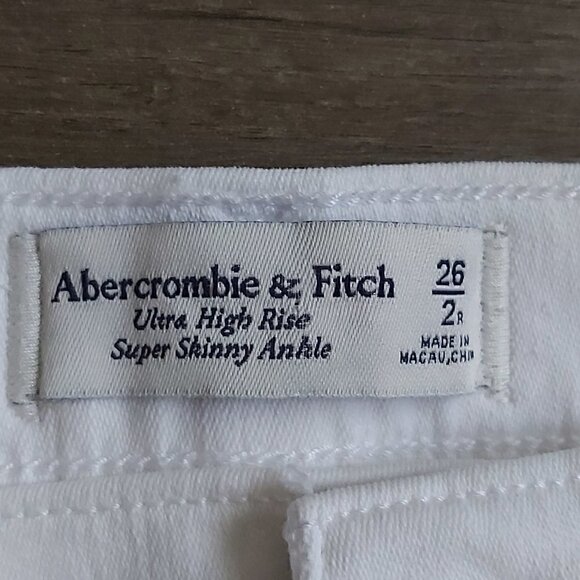 Women's Abercrombie & Fitch Ultra High Rise Super Skinny Ankle White Jeans-26/2R - Picture 6 of 9